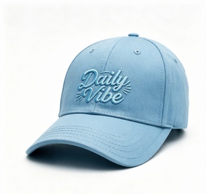 Custom Embroidery <b>Baseball</b> <b>Cap</b> Solid Light Blue Cotton Dad Hat Unisex Adjustable Curved Brim <b>Cap</b> for Casual Streetwear - Product Image 3