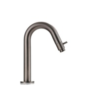 Robinet de lavabo mural en laiton poli gris anthracite, robinet moderne monotrou à eau froide pour salle de bain