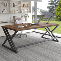 Bureau de travail moderne personnalisable, grand bureau industriel extra long en bois pour l'écriture, l'étude, le jeu et l'ordinateur, pour 2 personnes