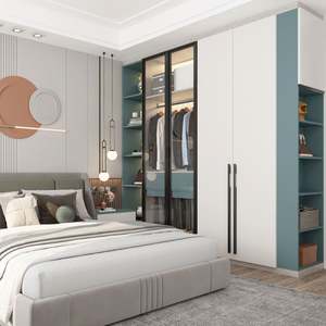 Armoire en bois massif personnalisable et exquise pour la chambre à coucher avec cadre en bois massif, rangement abondant et design moderne - Product Image 4