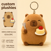 Porte-clés en peluche personnalisé Capybara Cake, pendentif porte-clés personnage Food Blogger