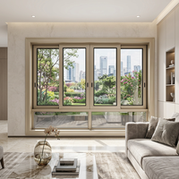 Ventanas Corredizas Modernas de Aluminio con Vidrio Templado de 5 mm, Insonorizadas y Resistentes al Viento, Aleación de Aluminio 6063 T5 para Uso Comercial en Salas de Estar