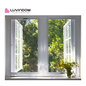 Ventanas de madera natural de alto rendimiento Manivela abierta Diseño de rejilla con aislamiento térmico Ventanas de vidrio templado - Product Image 3