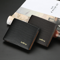 Penjualan laris gaya pendek antik dompet tekanan besar untuk pria, dompet koin kulit PU buaya pria dompet kartu