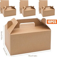 Boîtes à lunch en papier kraft, boîtes alimentaires à emporter, boîtes cadeaux avec couvercle et poignée, boîtes à hamburgers