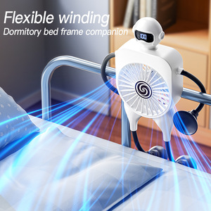 <b>Mini</b> <b>Fan</b> With Digital Display <b>USB</b> Powered Desktop Suction Cup Mount Orange Color 7 9.9 In Blade Diameter - Product Image 5