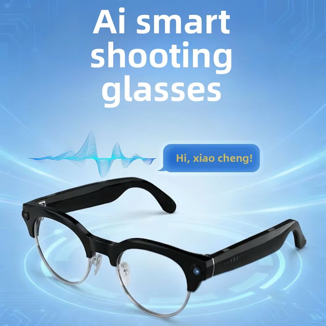 V03-T8 AI Camera Glasses Touch+Button Control TR90 Frame Real-time Translation Photo Video Song Smart