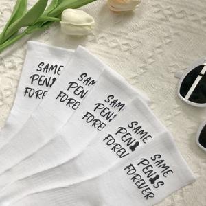 Chaussettes de fête <span class=keywords><strong>pour</strong></span> enterrement de vie de jeune fille, décorations de mariage, cadeaux personnalisés amusants <span class=keywords><strong>pour</strong></span> la mariée avec message, chaussettes fantaisie « Même pénis <span class=keywords><strong>pour</strong></span> toujours » - Product Image 2