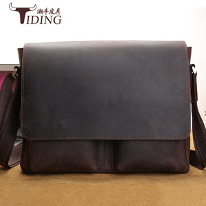 Bolso Bandolera de Cuero Genuino para Hombre Tiding, Color Marrón Oscuro, Piel de Vaca de Primera Capa, Estilo Retro, Resistente, 1180 - Product Image 1