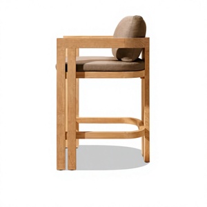 Sillón de comedor de teca con esquinas redondeadas, hecho a mano en fábrica, para proyectos de alta gama. - Product Image 3