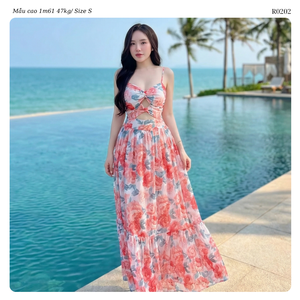 Vestido Maxi de Gasa con Estampado Floral Acuarela para Mujer, Cuello Corazón, Espalda Descubierta, Tirantes Finos, Casual y Elegante, Venta al por Mayor ODM, Colección Otoño - Product Image 5