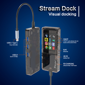 Dock tất cả trong một H1 Type-C-Màn hình Macro LCD, thanh cảm ứng, đầu ra <span class=keywords><strong>HDMI</strong></span>, cổng USB-Được thiết kế để phát trực tiếp và kiểm soát luồng công việc - Product Image 6