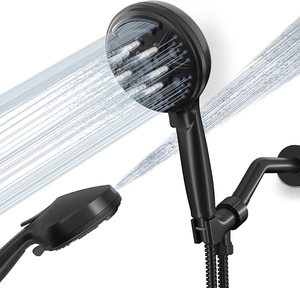 9 Spray Hand Shower with Automatic Power Jet Wash Modes High Pressure 9 Function Settings Black Handheld Shower Heads