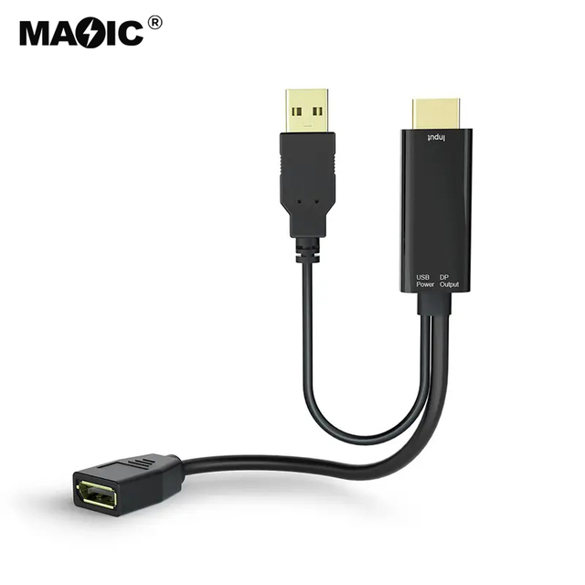 4K 60Hz HDMI to DP Adapter with USB Power HDMI Male to DP Female Converter Gold Plated for Monitor PC Home Theater