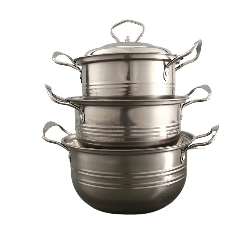 調理キッチン用品キャセロールスープポット2023工場卸売高品質3個ステンレス鋼鍋