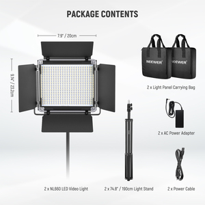 <span class=keywords><strong>NEEWER</strong></span> Kit d'éclairage vidéo LED bicolore réglable 660 LED (lot de <span class=keywords><strong>2</strong></span>) avec support pour diffusion en direct et YouTube - Product Image 6