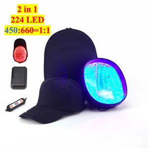 AQSHE 112 LED 224 芯片 450nm 660nm 2 合 1 双芯片近红外红光治疗帽头盔帽子设备用于头发生长 - Product Image 1