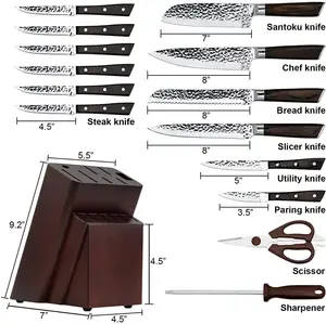 Yeni mutfak bıçağı blok ve kalemtıraş artı makas 15 adet şef bıçak seti ile Set profesyonel sınıf mutfak bıçakları