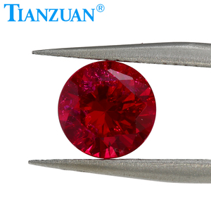Lab Grown <strong>Ruby</strong> Pigeon Blood Red <strong>Ruby</strong> Round Shape Diamond Cut With Cracks And Inclusions Loose Stone Beads Jewelry Making - Product Image 3