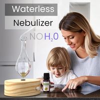 Nébuliseur d'huiles essentielles en verre - Diffuseur d'huiles fait main, base en bois, sans plastique, sans chaleur, sans batterie, sans LED