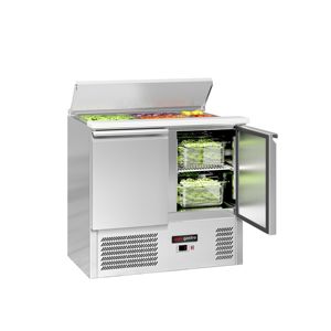 GGM Gastro Saladette ECO - 903 mm - 2 portes - avec entrée pour 2x GN 1/1 & 3x GN 1/6 & couvercle en acier inoxydable - Product Image 1