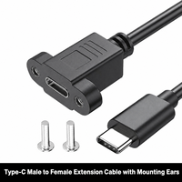 Cable de extensión USB 2.0 macho a hembra tipo C con orejetas de montaje y tuerca de fijación para transmisión de datos y carga, cobre sin oxígeno
