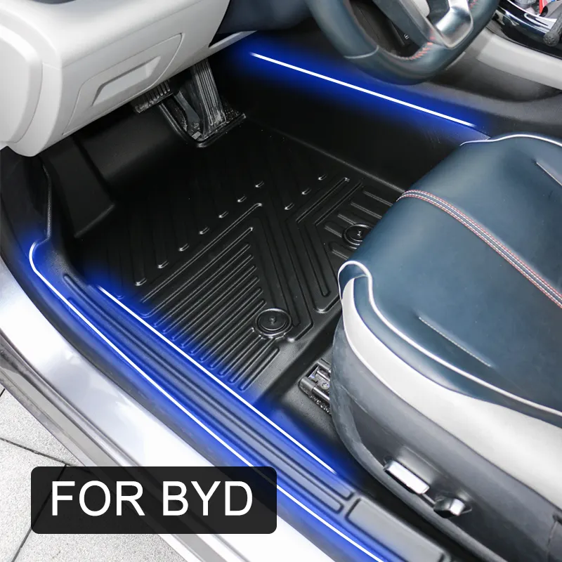 Accesorio de coche 5d Tpe alfombra de coche alfombrilla revestimientos de suelo almohadilla de pie revestimiento Interior de coche para Byd Qin PLUS