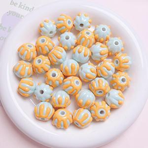 16mm Cute Hand-painted Pumpkin Multi-color Modern <b>Large</b> Hole Round Acrylic <b>Beads</b> DIY Jewelry Mobile Phone Chain Accessories - Product Image 4