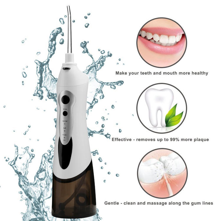 Portable 1500mA Long Battery IPX7 Waterproof 3 Modes Adjustable Cordless Water Jet Electric Oral Irrigator Water Flosser