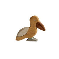 Jouets en bois sculptés d'animaux sud-américains, ensemble de décoration artisanale : autruche, lama, toucan, dauphin, armadillo, pellican