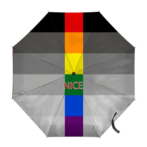Paraguas Plegable con Diseño Personalizado de la Bandera Grisexual, Colores del Arcoíris Gay, Ideal para Carnavales Nocturnos y Estancias Cortas en Resorts - Product Image 3