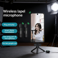 Microphone sans fil 3-en-1 pour téléphone avec réduction du bruit, microphone cravate professionnel pour la prise de vue de courtes vidéos, l'enregistrement en direct et les interviews
