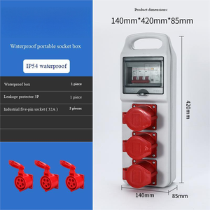 Waterproof Portable Junction Box IP54 with 3P RCD and 3x32A 5pin Industrial <b>Sockets</b> ABS Construction,Portable <b>socket</b> box - Product Image 2