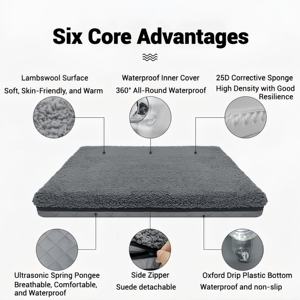 Хит продаж, Всесезонная ортопедическая кровать для собак, кошек, собак, с эффектом памяти, с защитой от тревожности, съемная ортопедическая кровать для домашних животных с водонепроницаемым внутренним покрытием из ТПУ - Product Image 2