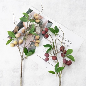 Décoration d'intérieur style maison d'hôtes : Composition florale en vase de fleurs artificielles bulle, 12 têtes sur une seule branche, motif jujube givré d'automne, pour l'inauguration de maison - Product Image 4