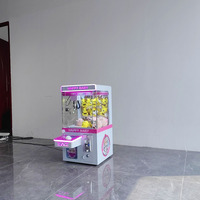 Machine de jeu de grue à pince pour poupées, à usage domestique, à commande électrique, avec pince réglable, à monnayeur, en plastique sûr, pour divertissement familial, garantie 1 an