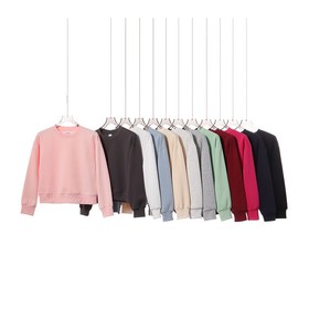 Sudadera Corta Personalizada de Felpa de Zorro Plateado de 450G, Cuello Redondo, Estilo Coreano, para Mujer, con <span class=keywords><strong>Estética</strong></span> Moderna y Minimalista - Product Image 1