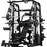 Máquina Smith con Power Rack y Cable Crossover, Equipo Multifunción para Gimnasio en Casa, Estación de Pesas para Sentadillas, Banco Ajustable