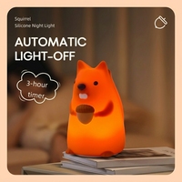 Kleines Eichhörnchen Silikon USB-Aufladbare Nachtlampe für Kinder - 7 Farben Warmweiß Schaltergesteuerte LED-Leuchte