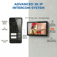 Système d'interphone vidéo IP Hiwink 2K avec lecteur de paume et identification faciale, déverrouillage biométrique 5-en-1, sonnette Wi-Fi Tuya avec moniteur intérieur