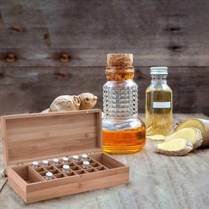 Caja para aceites esenciales, caja de almacenamiento de aceites esenciales con múltiples compartimentos de bambú y madera, caja de exhibición, caja de bambú y madera, cosmética - Product Image 1