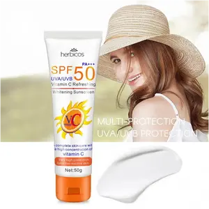 Herbicos Organic & Vegan Vitamin C Sunscreen SPF50+ Whitening Body Facial Sunblock with Oil-control UV Protection Aloe Infused