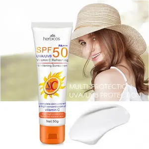 Herbicos Biologische En Veganistische Vitamine C Zonnebrandcrème Spf50 + Whitening Lichaam Gezichtszonnebrandcrème Met Olie-Controle UV-Bescherming Aloë Doordrenkt