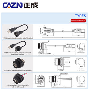 E13USB2.0バックマウントメスソケットからオス/メスエンド0.3M 0.5M 1M 2M 3Mダストキャップ付きIP68 - Product Image 5