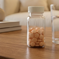 Flacon à pilules en plastique PET transparent de 200 cc avec bouchon résistant aux enfants, couvercle de sécurité CRC, emballage pour capsules de médicaments, compléments alimentaires
