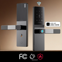 Cerradura Inteligente para Puerta de Madera LNDU A01 con Desbloqueo por Huella Dactilar WiFi, Ranura para Tarjeta IC 5050 y Carga de Emergencia Tipo-C