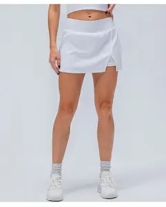 2022 S-XXL סקסי מותאם אישית פיצול טניס ספורט מיני חצאיות עם כיסי מכנסיים קצרים רירית עיצוב ניילון ספנדקס נשים חצאיות