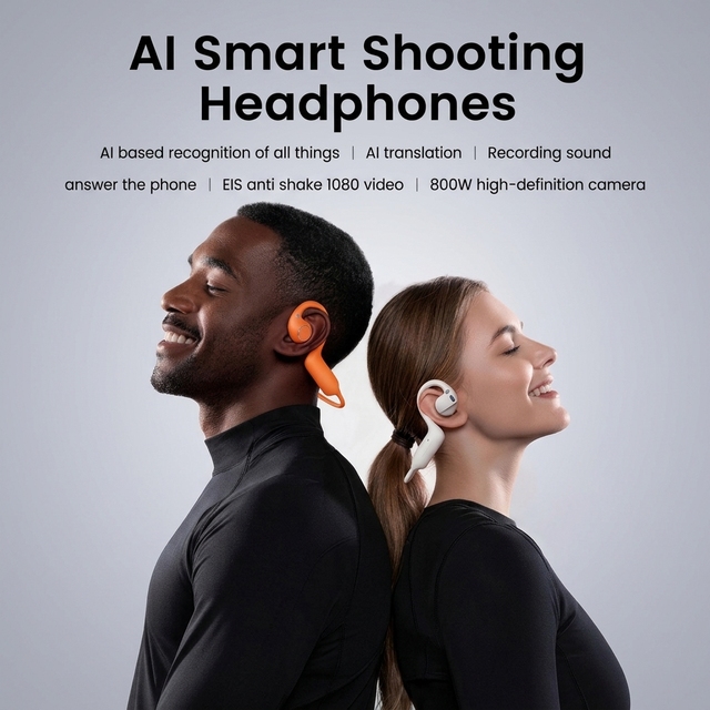 Smart Earbuds E12 8MP Camera Video Voice Recording AI Translation Voice Assistant Charging Wi-Fi for Sports
