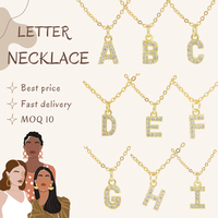 Collar con Colgante de Letra del Alfabeto, Joyería de Moda, 26 Iniciales, Cadena con Dijes de Circonita Cúbica, Regalo para Mujer, Estilo Americano y Europeo, Chapado en Oro de 18K