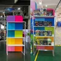 Expositor de Pared con Iluminación LED de Aluminio Ligero y Portátil, Expositor de Marca con Caja de Luz para Stand de Exhibición con Estantes